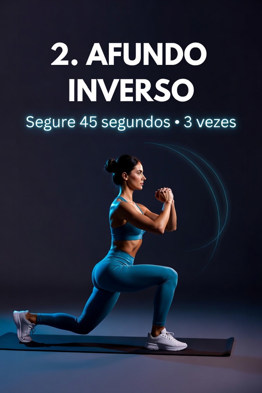 Mulher demonstrando o movimento de afundo inverso