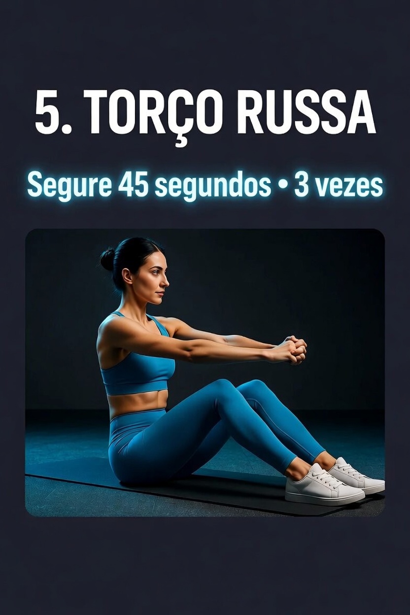 Mulher sentada demonstrando uma rotação controlada do tronco